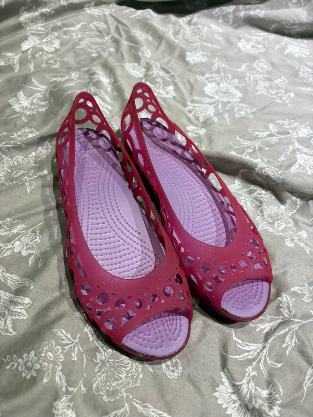Crocs Adrian peep toe pink jelly shoes 9